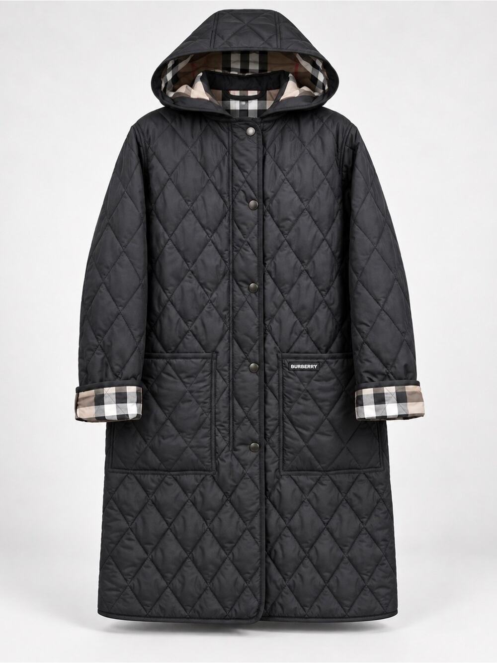 Burberry Diamond-Quilted Hooded Coat XL